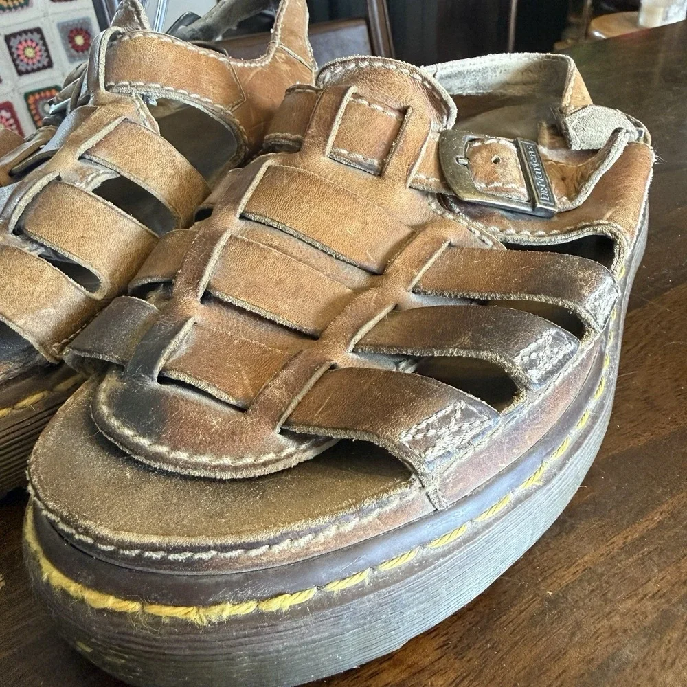Dr. Martens Brown Leather Fisherman Buckle Sandals Vintage 90s Y2K Men's Read Sz